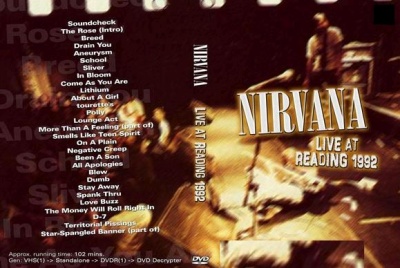 Cover of the At Reading DVD with tracklist