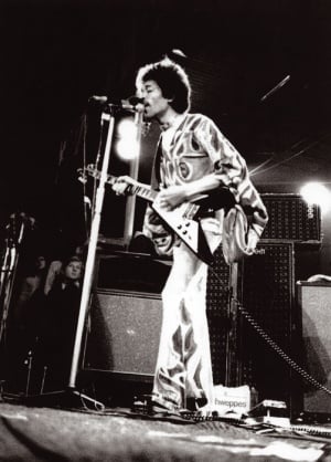 Jimi with a flying V at isle of wight 1970 (rare)